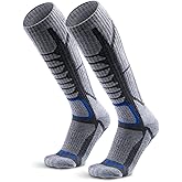 WEIERYA Ski Socks 2 Pairs Pack for Skiing, Snowboarding, Outdoor Sports Performance Socks (Retro Grey 2 Pairs, Small)