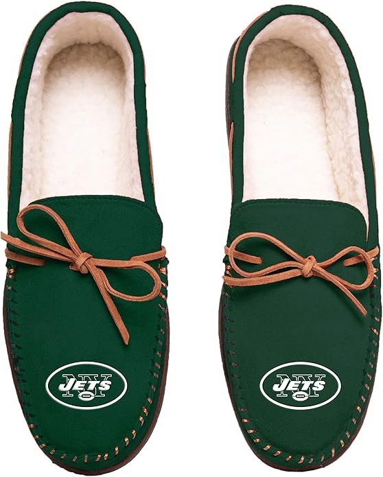 FOCO Men's Team Color Slippers New York Jets Big Logo MoccasinMedium