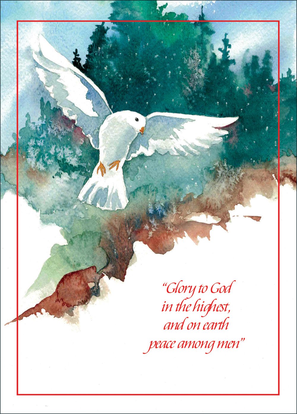 Christmas Wings of Peace - Glory to God Holiday Seasons Christmas Greeting Cards - Boxed Set of 18 Cards and Matching Envelopes