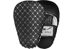 Apexwolf Boxing Focus Mitts - Curved Punch Pads for MMA Kickboxing Muay Thai Training - PU Leather Strike Pads with Wrist Sup