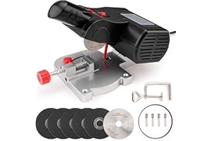 Sbestily Mini Miter Cut-Off Chop Saw for Metal Cutting, Arrow Shafts, Wood Crafts, Hobby Miniature Model Making, Small Electric Table Saw Tool, 223/5.56 Brass, Cuts Max. 1/2" High x 1/2" Wide