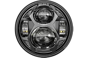 AUDEXEN 5.75 Inch Round Led Headlight 51W 5-3/4" Headlight Compatible with Harley Dyna Sportster Iron 883 Street Rod Street Bob Softail Deuce Custom Super Wide Glide Motorcycle, Black