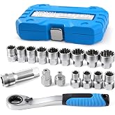 ZOMIYU 3/8&rdquo; &amp; 1/2&rdquo; Drive Pass Through Socket Set, 17-Piece Metric Go-Thru Ratchet Kit, Low Profile for Long Bolts &amp; Tight Spaces, Includes Extension Bar &amp; Adapters, Cr-V Steel