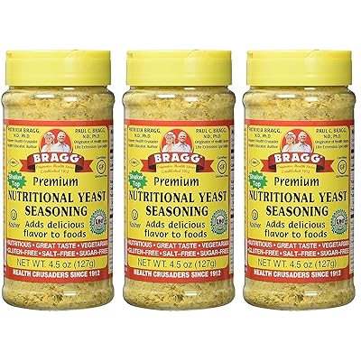 Abincin Abincin Abinci na Bragg &ndash; Ganyayyaki, Gluten Free Cheese Flakes &ndash; Kyakkyawan Tushen Kayan furotin & Vitamin &ndash; Abincin Savory Parmesan Cheese Substitute &ndash; Ba a Tabbatar da GMO ba, 4.5 oce, 3-Pack