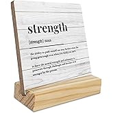 Ecezatik Strength Inspirational Gift, Inspirational Motivational Gifts for Women Men, Inspirational Wood Plaque Sign,Inspirational Gift for Teacher Boss Leader,Strength Desk Wood Decorative Signs