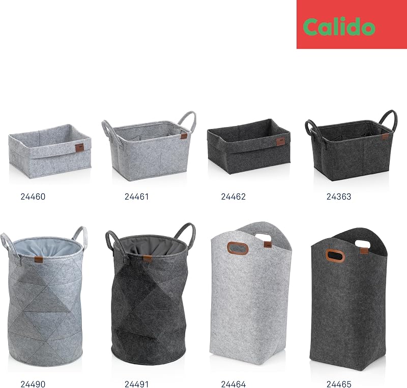 Bolsa de lavandería plegable de fieltro, cestas de lavandería, recogedor de ropa 61 cm, FAY, asas reforzadas, gris oscuro — foto 6 de 8