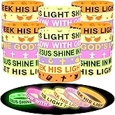 Moon Boat 144pcs Christian Halloween Party Favors &ndash; Bulk Glow in the Dark Silicone Bracelets with Jesus, Gifts for Kids, Classroom Prizes, Treat Bags, Goodie Bag Stuffers