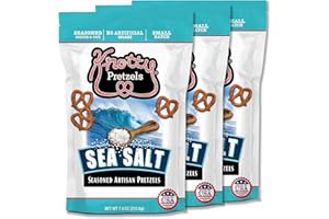 Knotty Pretzels “The Official Pretzel of Beer” 7.5 oz Individual Seasoned Pretzels in Resealable Pretzel Snack Bags, The Perfect Pairing for Beer, Sea Salt Flavor (3-Pack)