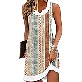 ETCYY Beach Dresses for Women 2026 Vacation Swimsuit Coverup School Teacher Summer Dress Button Down Sleeveless Boho Sundress