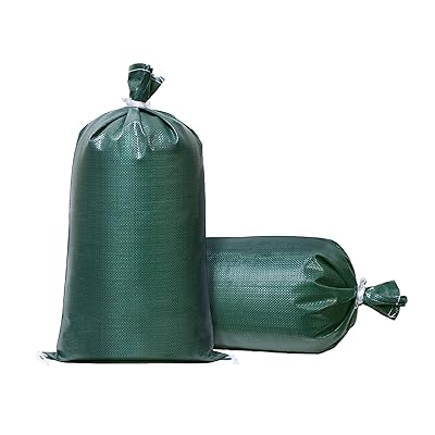 TerraRight Sandbags - Extra Durable Empty Green Woven Polypropylene Sand Bags w/Ties, Max. UV Protection, 14" x 26" (20 Count)