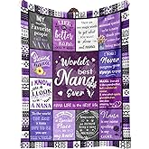 Flpoxzd Nana Gifts, Nana Christmas Birthday Gifts from Grandkids, Grandma Gift, Grandma Birthday Present, Purple Heartwarming Blanket 60”x50”