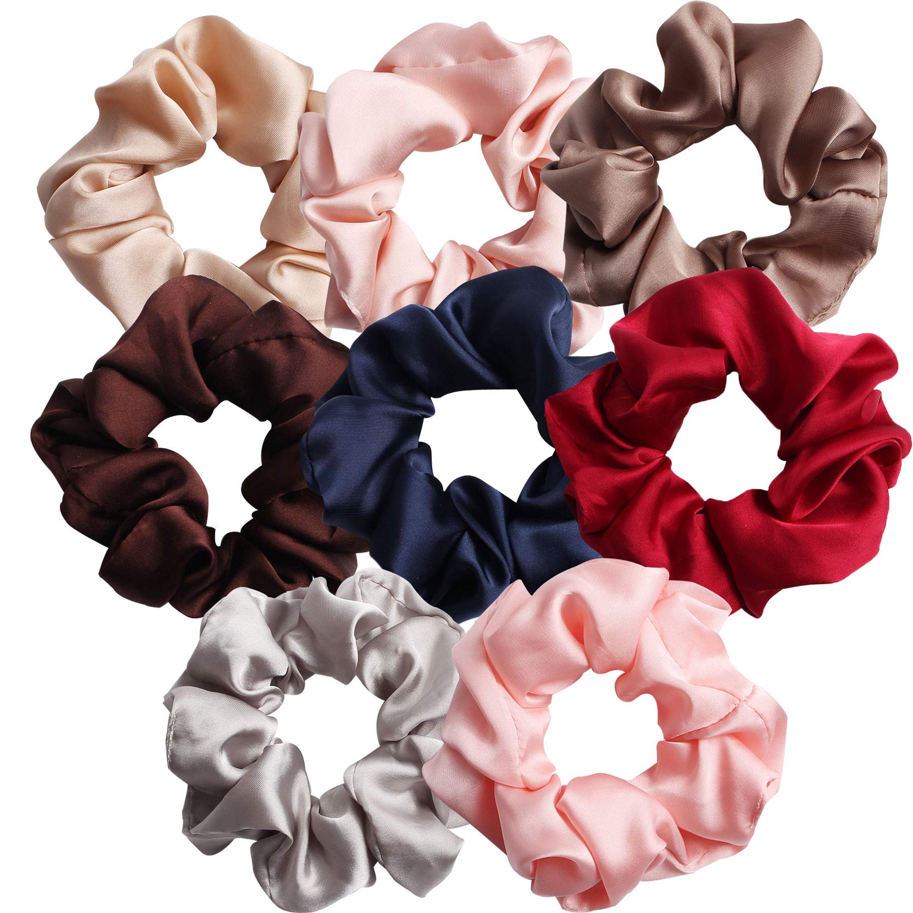 Hair Scrunchies Velvet Hair Bobbles Elastic Soft Hair Bands Ties for Girls Women (Satin Ribbon 8pc)
