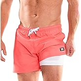 Third Wave Swim Trunks with Compression Liner - Men's Premium 5 Inch Inseam Quick Dry Swim Shorts for Beach and Swimming