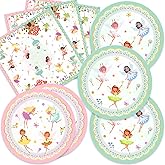 40Pcs Fairy Birthday Party Supplies Set for Girls,Fairies Enchanted Themed Party or Baby Shower Decorations, Plates and Napkins for 20 Guests