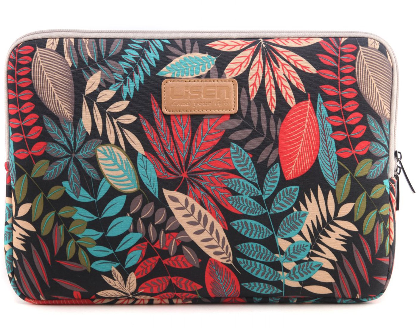 BSLVWG 10-15 inch Forest Series Pattern Water-resistant Canvas laptop sleeve for 13.3 inch laptop case Compatible with macbook air 13 case macbook pro 13 sleeve ipad 12.9 (14 inch, Red Leaves)