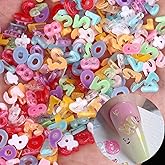 ROFIBUT Number Nail Art Charms Random Candy Color Number Resin Nail Rhinestones Kawaii Summer Flatback Figures Nail Gems with Glitter Design Nail Art Accessories for DIY Craft Nail Supplies 230Pcs