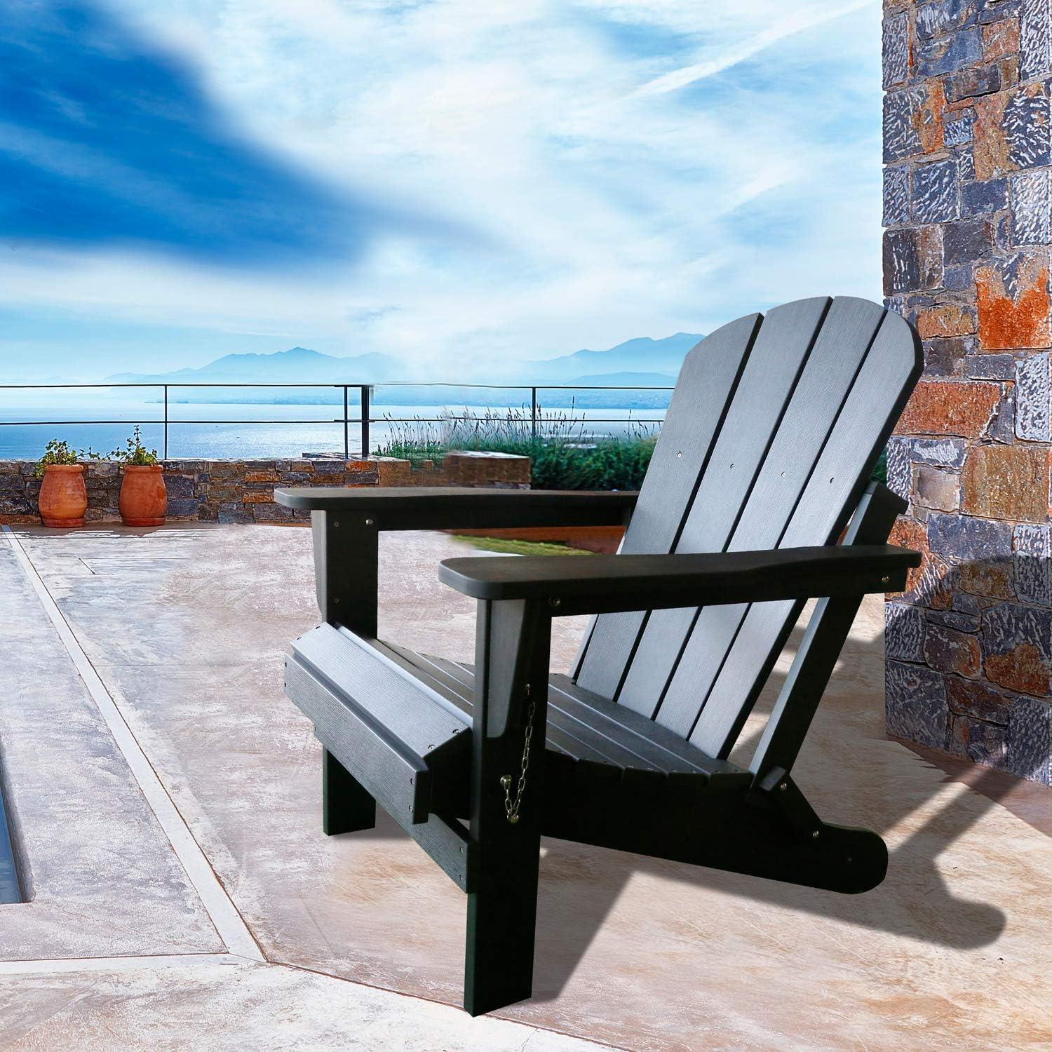 DAILYLIFE Plastic/Resin Classic Outdoor Foldable Adirondack Chair Polystyrene Weatherproof Lounge Chair for Porch Patio Deck Garden,Backyard & Lawn Furniture: Kitchen & Dining