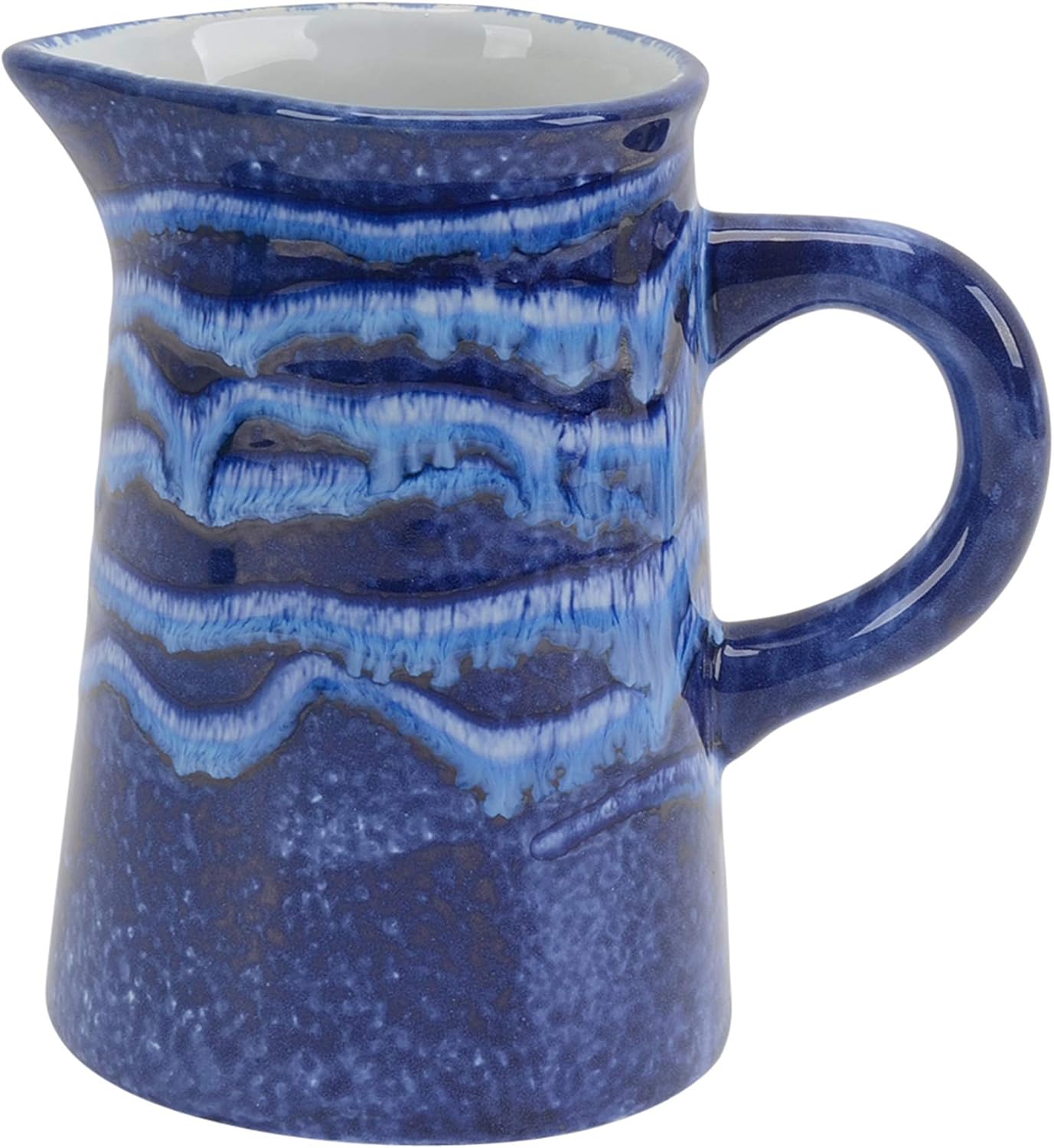 Benjara Traditional Ceramic Pitcher with Handle, Blue