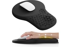 Ergonomic Mouse Pad with Wrist Rest Support, Mousepad for Carpal Tunnel Pain Relief, Memory Foam with Massage Design, Non-Sli