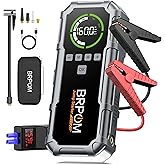 Jump Starter with Air Compressor, BRPOM 8000A Portable Car Jump Starter (All Petrol/12L Diesel), 160PSI 12V Battery Jump Starter Power Pack with Jump Clamps, LCD Screen, 600 Lumens Emergency Light