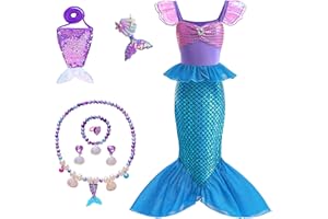 Fishkidtail Little Girls Princess Mermaid Costume for Girls Dress Up with Accessory for Christmas Birthday Party Supplies