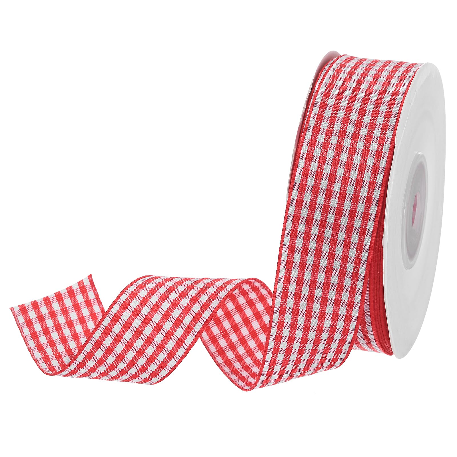 DMiotech 1 Inch 25 Yards Gingham Ribbon, Checkered Ribbon Plaid Ribbon for Gift Wrapping Decoration Art Craft DIY, Vermilion