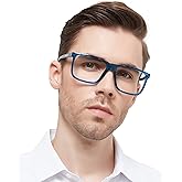 MARE AZZURO Oversized Square Reading Glasses 1.50 Men Large Readers Big Face 1.00 1.25 1.50 1.75 2.00 2.25 2.50 2.75 3.00 3.50 4.00 5.00 6.00 (Blue, 150)