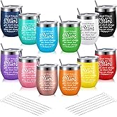 Geiserailie 12 Pcs Friendship Gifts for Women Funny Christmas Birthday Gifts Ideas for Friends, Her, Sister, Bff, 12 oz Double Wall Vacuum Travel Tumbler with Lids (Assorted Color)