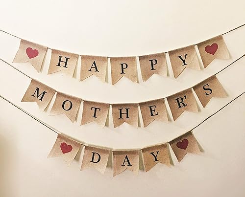 Amazon Com Happy Mother S Day Burlap Banner Mother S Day Decor