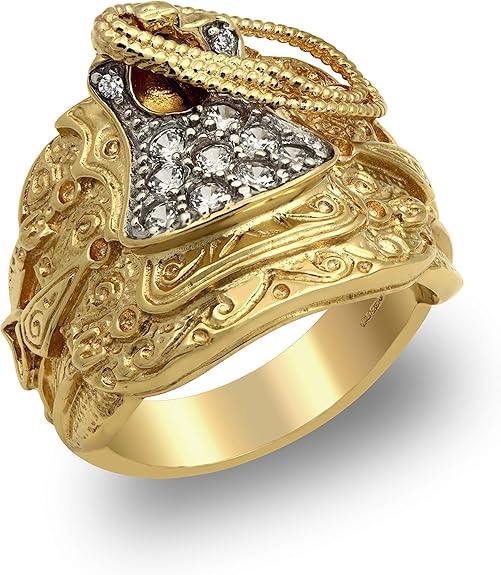 Jewelco London Men's Solid 9ct Yellow Gold White Round Brilliant Cubic