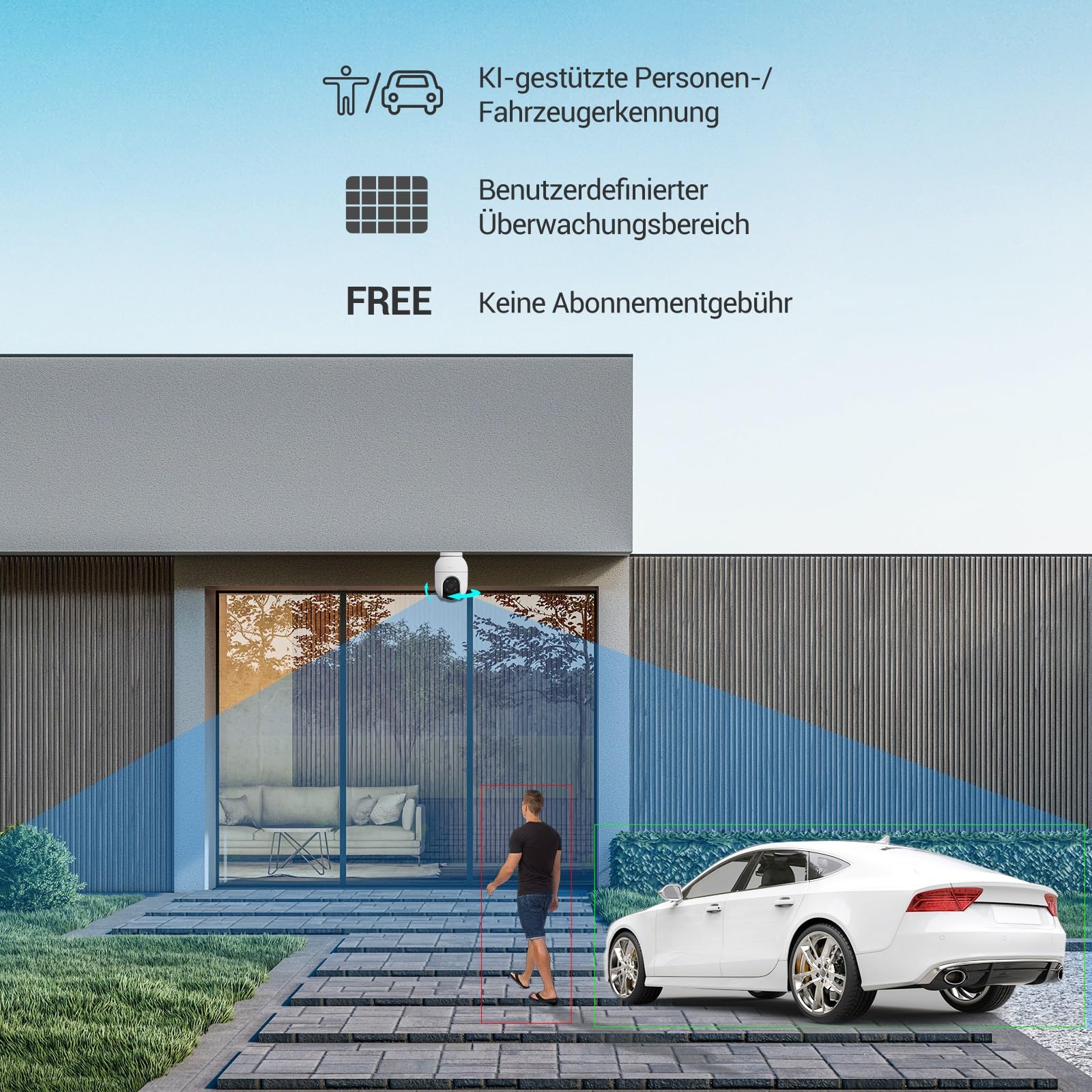 EZVIZ 5MP Pan&Tilt Überwachungskamera Aussen WLAN, 360° PTZ, Personen-/Fahrzeugerkennung, Zwei-Wege-Audio, Automatische Verfolgung, Farbnachtsicht, 2,4/5GHz WLAN 6, Wetterfest, C8c 3K 2er Pack 5