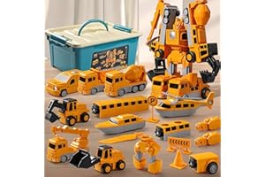 PUREADEE Magnetic Transform Engineering Car Assembled Toys with Storage Box, Toddlers 3-4 Magnetic Blocks, Transforming Robot Toys for Kids Age 3-5 4-8 Outdoor Toddler Activities Toys