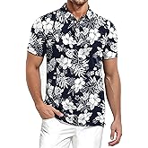 SWTJIC Men's Hawaiian Polo Shirts Funny Summer Dry Fit Moisture Wicking Golf Shirt