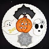 Halloween Cookie Cutters, 5 Pieces Stainless Steel Holiday Cookie Cutter Shapes Molds Pumpkin, Ghost, Spider Web, Bat, Skull 