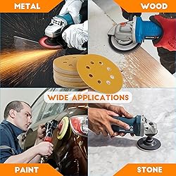 Mestool 5-Inch 8-Hole Hook and Loop Gold Sanding