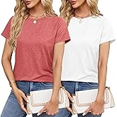 KILISU 2PCS Women Short Sleeve T Shirts Crew Neck Solid Soft Basic Tee Casual Loose Fit Lightweight Summer Tops Clothes 2026
