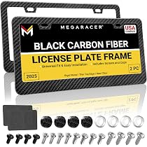 2-Pack Carbon Fiber Look License Plate Frames - Black Aluminum, Heavy Duty With Anti-Rattle Pads - View #5