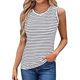 LilyCoco Women's Striped Tank Tops Sleeveless Color Block Loose Fit T Shirts