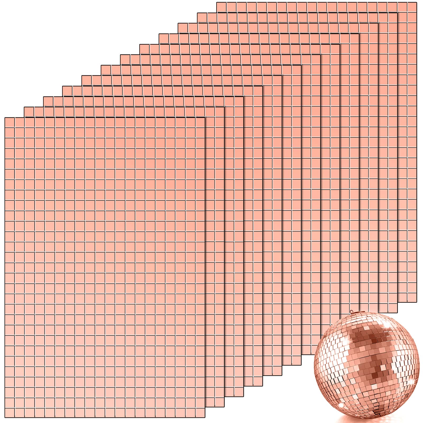 Photo 1 of Self-Adhesive Disco Mirror Tiles Mosaic Tiles for DIY Craft Projects, 5 x 5 mm(Rose Gold,7200 Pieces)