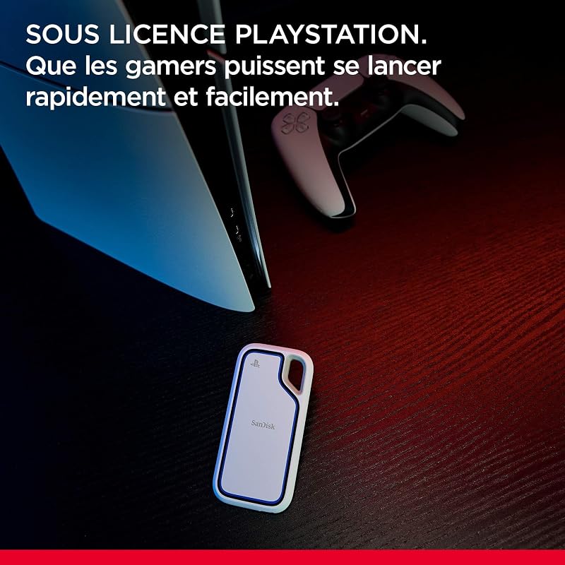 Extreme Portable Disque SSD pour Console PlayStation 5 et PC 1 to, Vitesse de Lecture jusqu'à 1000 Mo/s, IP65 résistance, Protection Contre Les Chutes, Un essai d’Un Mois pour Discord Nitro