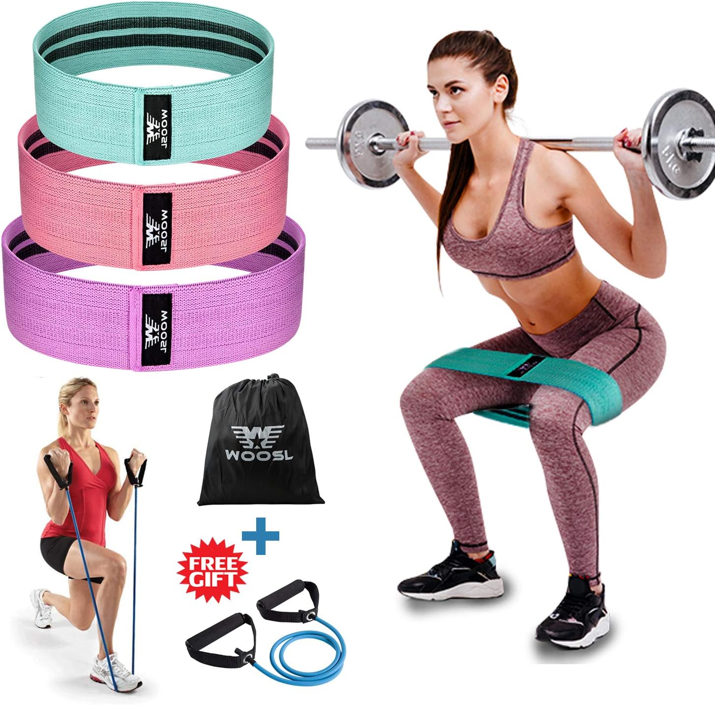 WOOSL Resistance Bands Loop Exercise Bands Booty Bands Workout Bands Hip Bands Wide Resistance Bands for Legs and Butt Resistance Bands for Workout Hip Booty Band Circle Booty Band Hip Resistance Band