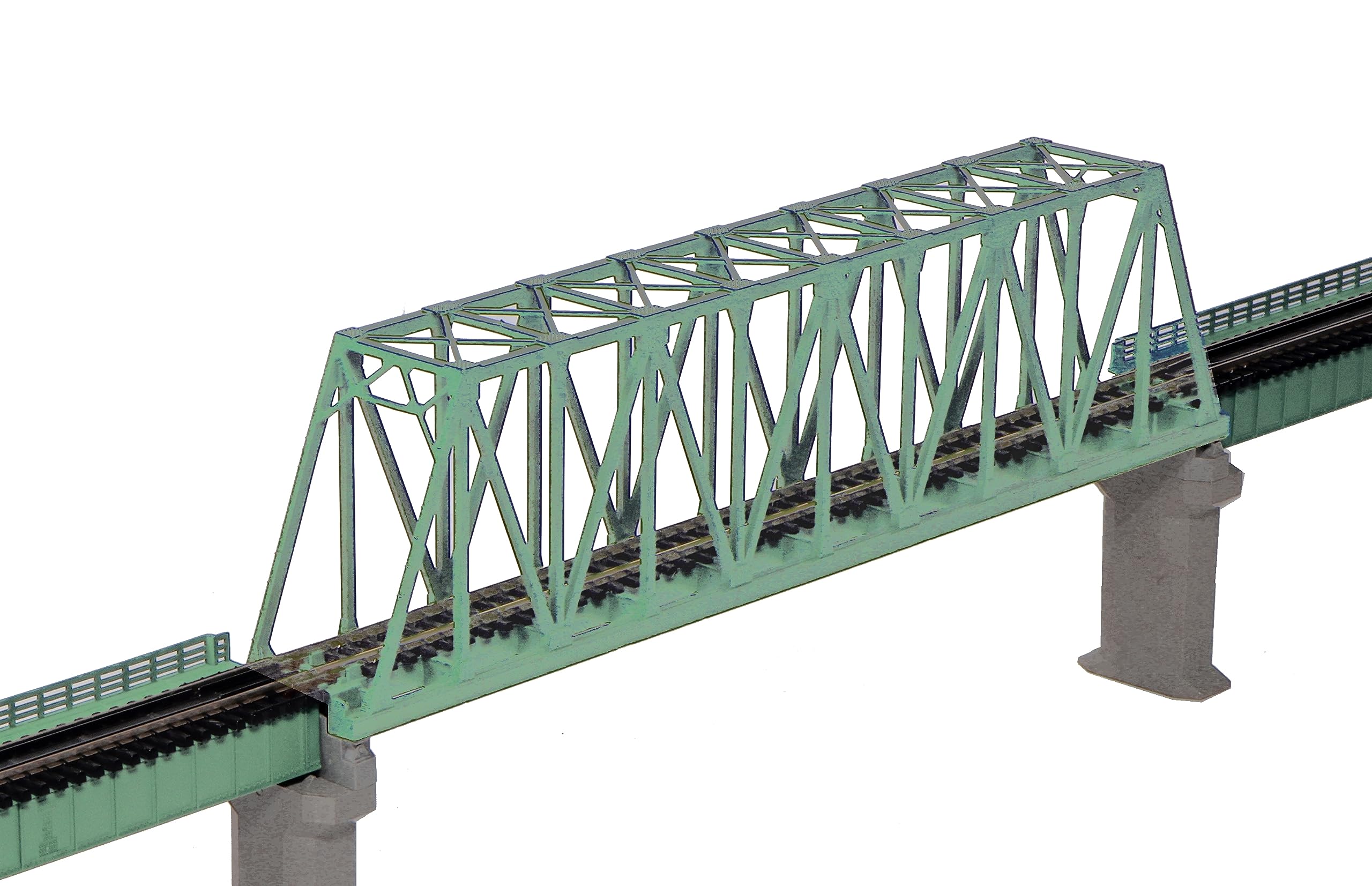 N Scale Single Track Truss Bridge Model – For Model Railroad Layouts, Includes Track Section