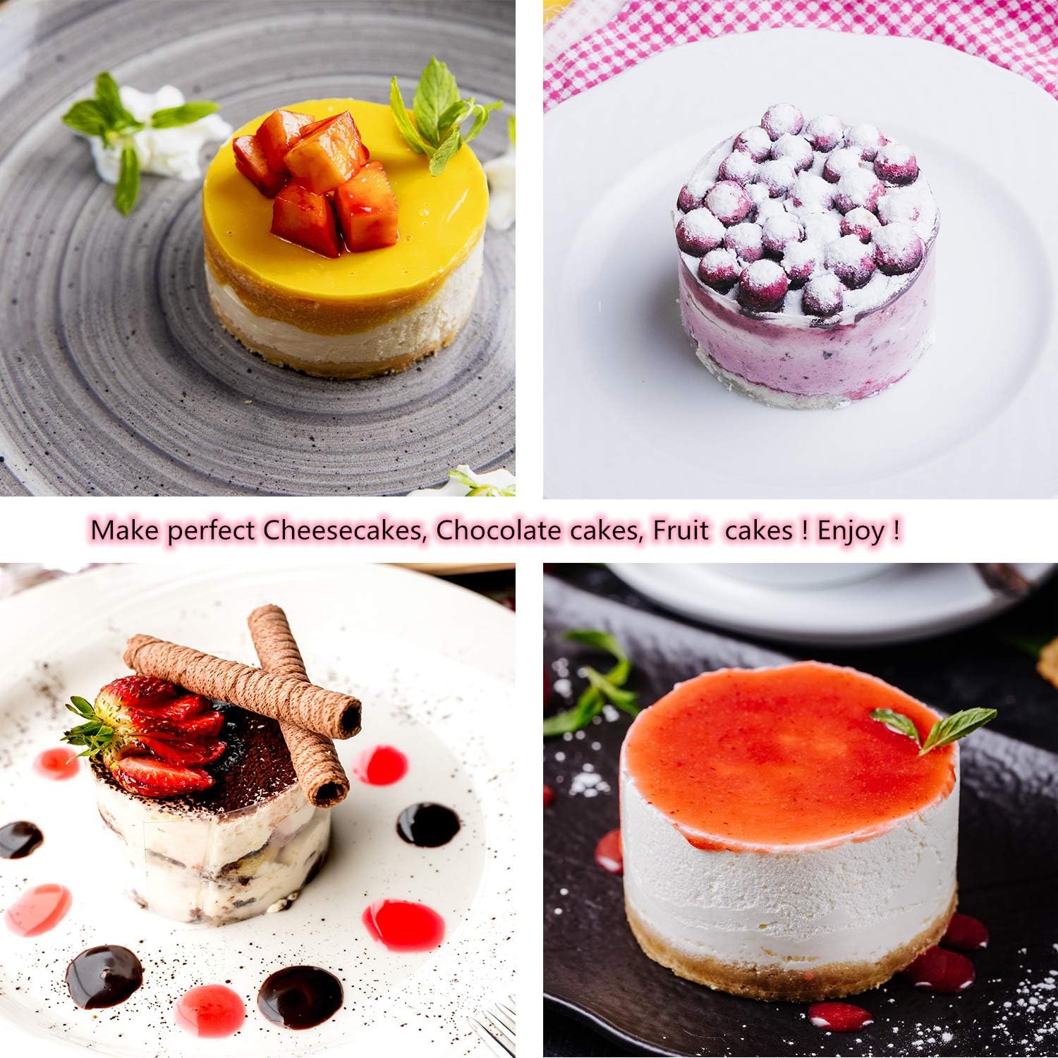Springform Pan, 4.6 Inch Nonstick Cake Pan, Set of 4, with 50 PCS Paper Liners. Leak-proof Baking Pan for Mini Cheesecakes, Pizzas, Quiches.: Kitchen & Dining