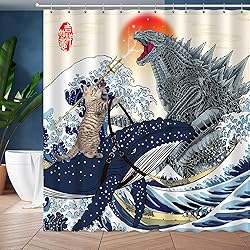 XUXWHWY Cat Riding Whale Vs Dinosaur Monster Shower