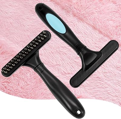 Kunoli Carpet Rake Portable Pile Lift for Rugs Dog Grooming Double Row Pins