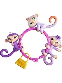 WowWee Fingerlings Minis-Series 1-5 Piece Banana Blister 3 Figures Plus Bonus Bracelet and Charm, Multicolor