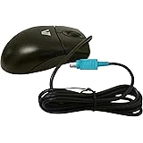 V7 Standard Full size 3 Button PS2 Optical Mouse with Scroll Wheel for Desktop and Notebooks (M30P20-7N) - Black