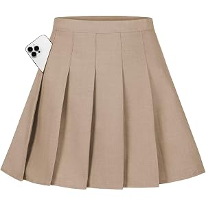 Girls Pleated Skirt Kids School Uniform Skorts with Shorts ＆Pockets 6-16Y | Elastic Waist Tennis Skirts for Teen Girl, Comfy