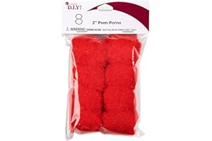 Cousin DIY Red 2 inch Poms, 8 Pack