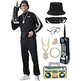 Abawaka 80s Outfit for Men 90s Track Suit Themed Party Outfits Costume for 80s 90s Windbreaker Sweatsuit Sportswear